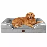 EHEYCIGA Orthopädisches Hundebett Grosse Hunde, 112x81cm, Memory Foam Hundekorb XL, Waschbar Hundesofa Wasserdicht rutschfest, Hundecouch mit Hohem Rand, Grau