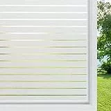 rabbitgoo Fensterfolie Streifen Sichtschutzfolie Fenster Selbstklebend Milchglasfolie Sichtschutz gestreifte Folie für Büro Anti-UV 44.5 x 200 cm