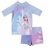 United Labels Disney Die Eiskönigin Badeanzug zweiteilig UV Schutz 30 für Mädchen, ELSA, Lila, 110/116, Bademode Kinder mit Shirt und Badehose, Badebekleidung