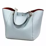 Pahajim Henkeltaschen Desigual Handtasche Damen Ledertasche Damen Shopper Damen Groß Tote Schultertaschen Kunstleder Wasserdichte Tasche Umhängetasche Geschenk Für Frauen(Blassblau)
