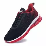 GANNOU Laufschuhe Herren Joggingschuhe Turnschuhe Atmungsaktiv Leicht Schuhe Herren mit Dämpfung Schwarz Rot Größe 40