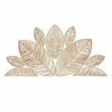 Atmosphera – Wanddekoration Meera aus gewebtem Papier und Metall – 160 x 80 cm – Böhmische, blattförmige Hängedekoration in Beige – für Schlafzimmer, Wohnzimmer, Esszimmer, Kopfteil