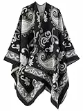 Zetieny Damen Poncho Schal Cashmere Feeling Strick Decke Cape Retro Cardigan Elegant Scarf für Frauen
