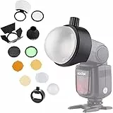 Godox S-R1 Rundkopf-Zubehöradapter und Godox AK-R1 Diffusor Kit Zubehör, kompatibel mit V860II / V850II / TT685 / TT600 und Anderen Universal-Blitzgeräten für Blitzkameras