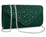 TINDTOP Abend-Clutch-Geldbörsen für Damen, Handtaschen für formelle Hochzeit, Party, Cocktail, Abschlussball, Umhängetasche, Umschlagtasche, A-dark green