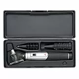 HEINE - Mini-Otoskop 3000 LED 2,5 V DIRECT mit wiederverwendbaren Ohrtrichtern, Set mit Etui und wiederverwendbaren Ohrtrichtern, schwarz