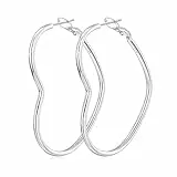 S925 Sterling Silber Große Herz Creolen für Damen - Dünne Silber Gefüllte Hypoallergene Ohrringe für Mädchen - 30 40 50mm