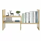 SuhoFutus Schreibtischregal, Tischregal aus MDF mit Zwei Aufsatzregal, Schreibtisch Regale Wird zum Organisieren von Büromaterial Verwendet, Schreibtisch-Aufbewahrungsregal, 60 × 17 × 35cm