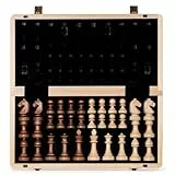 A&A Wooden Chess Set, 2 in 1, 15' Folding Board, 3' King Height German Knight Staunton Chess Pieces/Mahogany & Maple Wood / 2 Extra Queen/Board Games