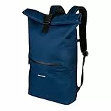 URBAN ZWEIRAD - Rollrucksack - Rolltop Rucksack für Damen & Herren aus PET-Flaschen - Rolltop für Freizeit, Uni & Schule etc. - Wasserabweisender Rolltop Rucksack (blau)