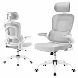 Farini Schreibtischstuhl Bürostuhl Ergonomisch mit mit Verstellbarer Kopfstütze, Office Chair Chefsessel mit Armlehne, Gaming Stuhl mit Rollen