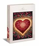 Ulmer Puzzleschmiede - Puzzle 1000 Teile Herz-Mandala - mit Rosenblättern gezeichnetes Liebes-Symbol in feinen Lichtern - Puzzle zum Valentinstag - Made in Germany