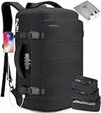 Tzowla ReiseRucksack Laptop Handgepäck Rucksack 40l für Damen und Herren,Fluggenehmigung,Großes Fassungsvermögen,Anti-Diebstahl-Rucksäcke Wasserdicht mit USB-Anschlus für 17,3 Zoll Notebook-Schwarz