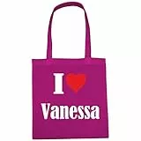 Reifen-Markt Tasche I Love Vanessa Größe 38x42 Farbe Pink Druck Weiss