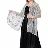 iSpchen Damen Halstücher Fräulein Bestickt diamant Schal Glitzer Pailletten Schal Tuch Braut für Damen Schal für Abendparty kleider Brautkleider Abendkleider Alltagskleidung
