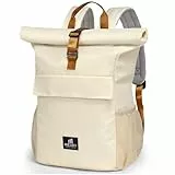 MOCLOLY Rolltop Rucksack Damen - Wasserdicht Rollrucksack - Mit Laptopfach Klein Travel Backpack, Elegant Reiserucksack für Uni Business Arbeit City Reise - Beige