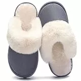 Misolin Hausschuhe Damen Herren Winter Wärme With Memory Foam Weiche Flache Plüsch Slippers Rutschfeste Bequem Pantoffeln Indoor Outdoor,Schiefergrau 38.5/40 EU=CN 280mm