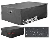 F&J Outdoors Gartenmöbel Abdeckungen Wasserdicht Patio Tisch Abdeckung Cinched Waist Storage Cover Winddicht Rechteckig Schutzhülle Heavy Duty Tear Resistant Grau,259×188×84cm