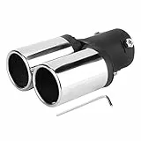 KIMISS Auto Auspuffrohr, Edelstahl Universal Car Modified Double Auspuffrohr Endschalldämpfer Tip Tail Throat