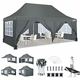 3x6m Pavillon, COBIZI Faltpavillon 3x6 Wasserdicht Stabil mit 6 Seitenteilen,Upgrade-Hochdach und Tragetasche, Gartenpavillon Partyzelt für Garten, Party, Festival, Hochzeit, UV80+