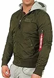 Alpha Industries MA-1 TT Hood Bomberjacke für Herren Dark Green