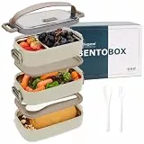 Bugucat Lunchbox Edelstahl 1700ML,Bento Box Brotdose Auslaufsicher Luftdichte Brotzeitbox mit Fächern und Besteckset,Frühstücksbox Jausenbox für Unterwegs,Brotbüchse Vesperdose für Erwachsene