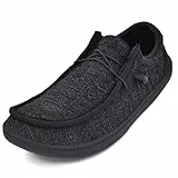 JACKSHIBO Barfußschuhe Herren Minimalistische Barfussschuhe Leicht Atmungsaktiv Barfuss Schuhe Mit Weite Zehenbox Und Nullabsatz Sohlen Schwarz 46 EU