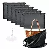 6 Stück Schuhtasche Kordelzugbeutel, Aufbewahrungsbeutel Aufbewahrungstasche aus Seide Handtaschen Kordeltasche für Handtasche Geldbörse Taschenbücher Schuhe Stiefel (Schwarz, 60 * 50cm)