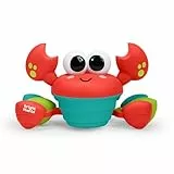 Bright Starts Rockin’ Crawling Crab, Krabbe Baby Spielzeug, Interaktives Krabbelspielzeug mit Musik & Tanz, mit Hindernissensor, fördert Motorik, Tummy Time Spielzeug Ab 6 Monaten, Rot