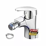 KUZOR Bidetarmatur Chrom Messing Einhebel-Bidetarmatur Drehbare Auslauf Bidetmischer mit 50cm Kaltes Warmes Wasser 3/8 Zoll Schläuche Infache Installation Mischbatterie Wasserhahn für Bidet Faucet