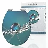 SCHÜTTE WC-Sitz Holzkern HG WATER DROP, Hochglanz Toilettensitz mit Absenkautomatik, passend für alle handelsüblichen WC-Becken, maximale Belastung der Klobrille 175 kg, Motiv WATER DROP 80544