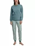CALIDA Ornament Nights Bündchen-Pyjama Damen, weich, pflegeleicht, elastischer Hosenbund, softe Bündchen an den Abschlüssen