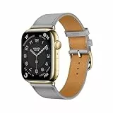 DONEGANI LB1 Lederarmband für Apple Watch, für Damen und Herren, SE Ultra 2, 40 mm, 44 mm, 46 mm, 42 mm, 45 mm, 41 mm, 38 mm, 49 mm, Serie 11, 10, 9, 8, 7, 6, 5, 4, 3, iWatch, Silikon, Mondgrau