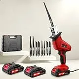 YELYEE Säbelsäge Akku 21V & Reciprosäge, 4000 RPM Kabellos mit 2x 2.0Ah Akku, 8 Sägeblätter für Holz Metall, Fuchsschwanz Säge Elektrisch für Baustelle Garten