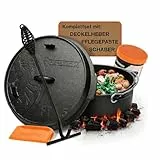Petromax Feuertopf ft4,5 Einsteiger-Set - Dutch Oven mit Standfüßen inklusive Deckelheber, Pflegepaste und Schaber - für alle Grillarten und offenes Feuer - 3,5 Liter