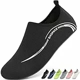 Sixspace Badeschuhe Herren Wasserschuhe Schwimmschuhe Männer Frauen Strandschuhe Aquaschuhe Barfußschuhe(Schwarz 43 EU)