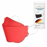TubeRoo FFP2 Maske MHD 04.2025 rot Fischform 10 Stück Masken, Made in Germany, Versand aus Deutschland, weiche Ohrschlaufen Bänder, Atemschutzmaske