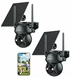 Xega Zwei Packungen Überwachungskamera Aussen Solar, HD PTZ Kabellos Kamera Überwachung Außen Akku mit Solarpanel, FarbNachtsicht, PIR Personenerkennung, 2 Wege Audio, IP66, TF&Cloud, 2,4GHz WiFi