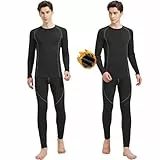 Uniuni Thermounterwäsche Herren Winter Skiunterwäsche Warm Thermo Unterwäsche Männer Motorrad Funktionsunterwäsche Gefüttert Ski Unterhose Lange Thermowäsche Set Weiche Sport Funktionswäsche Grau XXL