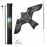 VOUNOT® Vogelschreck Drachen, Vogelabwehr Falke Flugdrachen realistisch mit 4 m Teleskopstange, Vogelbekämpfung und zum Schutz der Ernte für Garten, Bauernhof & Feld, Stil F