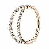 OUFER Body Piercing Nose Ring Hoop 20G Helix Earrings Hoop Double Line Clear CZ Paved Septum Ring Rook Conch Earring 316L Stainless Steel Nose Daith Earring Helix Piercing Jewellery