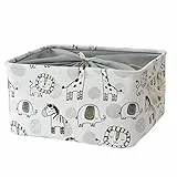 YFNHOME Aufbewahrungsbox Kinder, Wäschekorb Kinderzimmer mit der Kordelabdeckung auf der Oberseite, Zusammenklappbare Korb Aufbewahrung Stoff Wäschekorb für Bad, Spielzimmer (Groß, Giraffe)