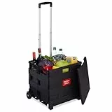 Relaxdays Einkaufstrolley klappbar, mit Teleskopgriff & Deckel, Transporttrolley, bis 35 kg, HBT 99x45x38 cm, schwarz