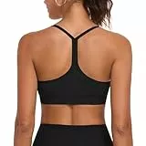 ANGOOL Sport BH Damen ohne Bügel Racerback Spaghetti Träger Sport Bustier Damen Gepolstert Seamless Y-Rücken Abnehmbare Cup für Low-Impact Training, Schwarz, M