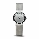 BERING Damen Quarz Uhr | Armbanduhr 26 mm silbernes Edelstahlgehäuse und silbernes Zifferblatt | Milanaisearmband | Saphierglas | 5 ATM | 10126-000