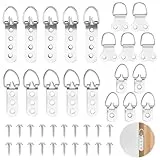 40 Stück D Ring Bildaufhänger für Schwere Bilderrahmen Aufhänger, Bild Aufhänger für Bilderaufhänger, Bilder Aufhängen für Kunstwerken Fotos Spiegel Aufhängers, mit 100 Schrauben(1/2/3/4 Löcher)