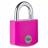 Yale - YE3B/38/119/1/P Standardsicherheit 38 mm Aluminium Vorhängeschloss - Rosa - offener Stahlbügel - 3 Schlüssel