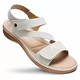 Littleplum Damen Sandalen Sommer Freizeit Frauen Arch Support Flache Sandalen,Weiß,40 EU