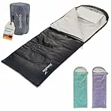 Skandika Deckenschlafsack Skye | Schlafsack 3 Jahreszeiten, mit Kissen, koppelbar, 220 x 75 cm, 250g/m² Mikrofaserfüllung, Innentasche, waschbar | Schlafsäcke Outdoor (Dunkelgrau | RV Links)