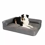 JAMAXX Premium 2-in-1 Hunde-Sofa - Orthopädisch Memory Visco, Abnehmbare Polster, Abnehmbarer Bezug Waschbar, Weiches Fleece oder Lammfell/Sherpa, PDB3014 (L) 120x90 grau+grau Fleece